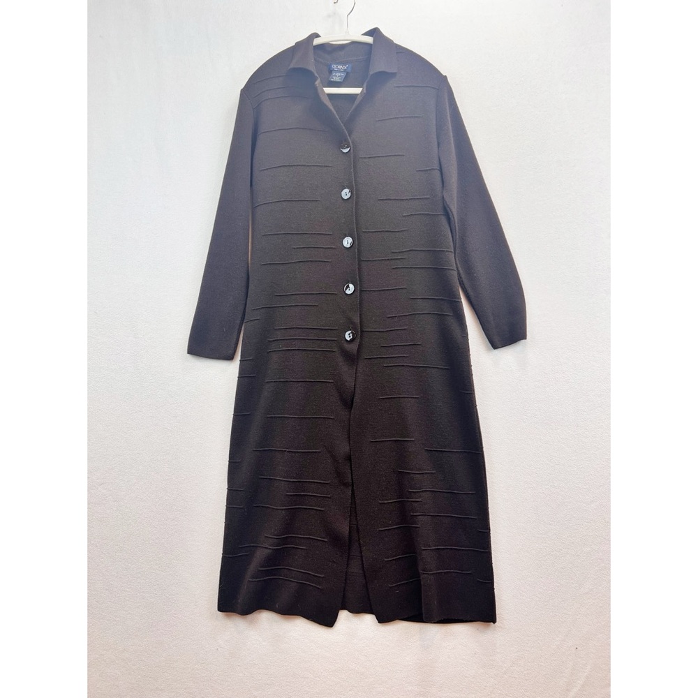 Clorinda Italy Duster Cardigan Chocolate Brown Merino Wool Blend Size S Duster